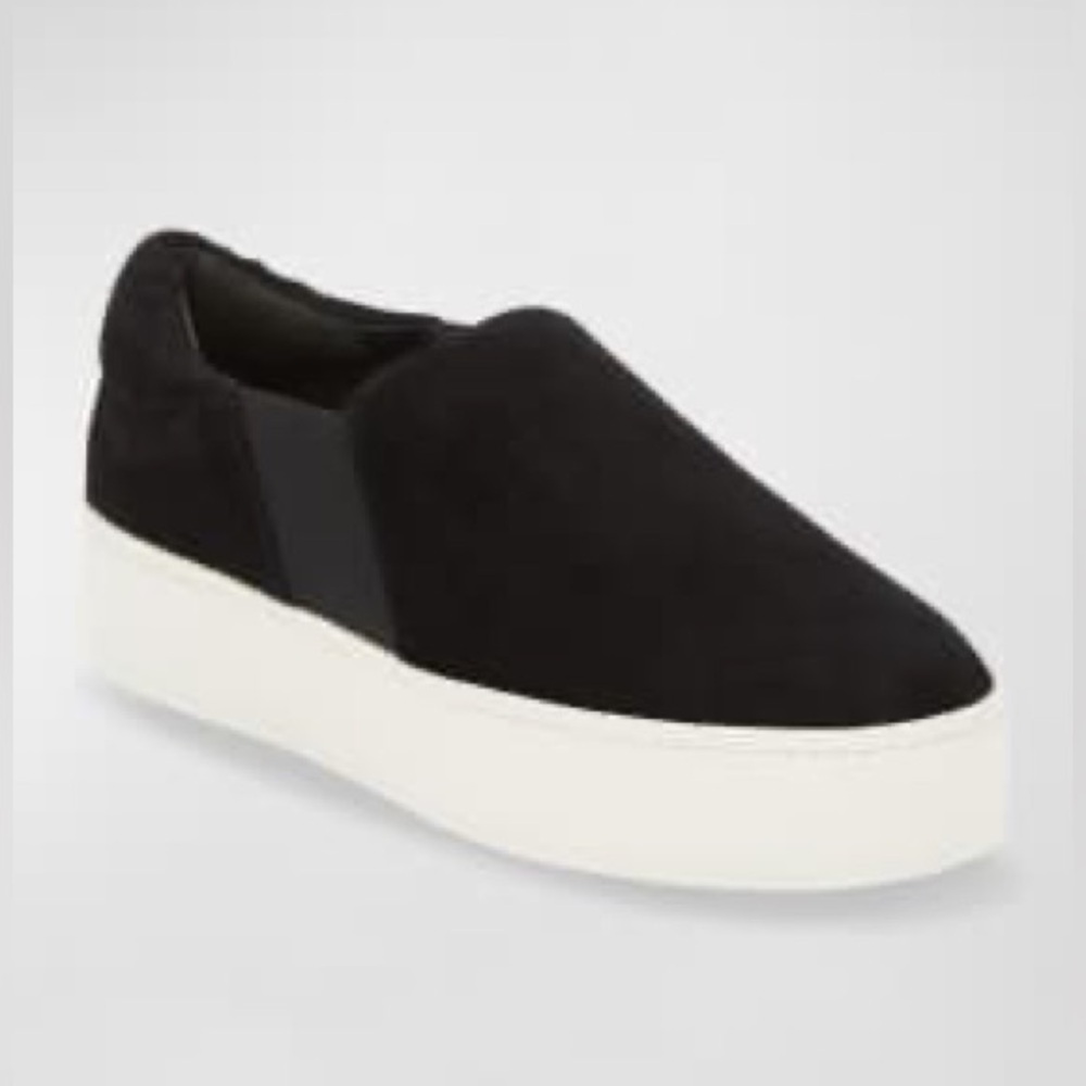 New Vince Warren Slip On Platform Sneakers Black Suede Leather Sz 13